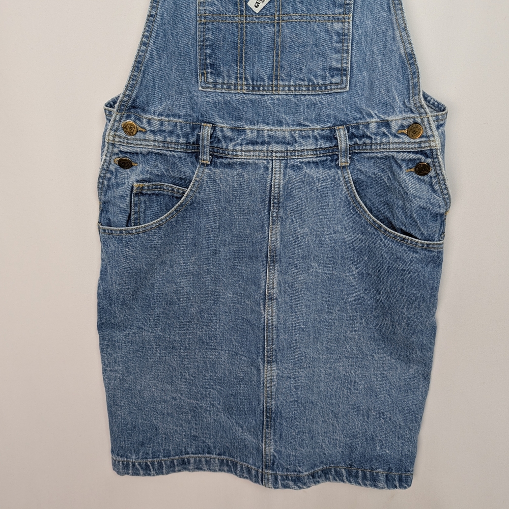Vintage 90s Guess Denim Overall Dress Jean Pinafore Mini - Picture 4 of 12